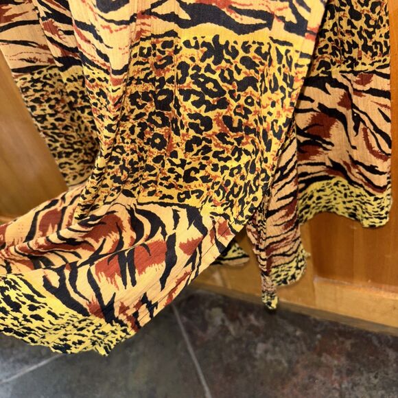 Phases Women Dress 2X Animal Print Resort Kitschy Art Vintage V Neck Cotton - Picture 7 of 9